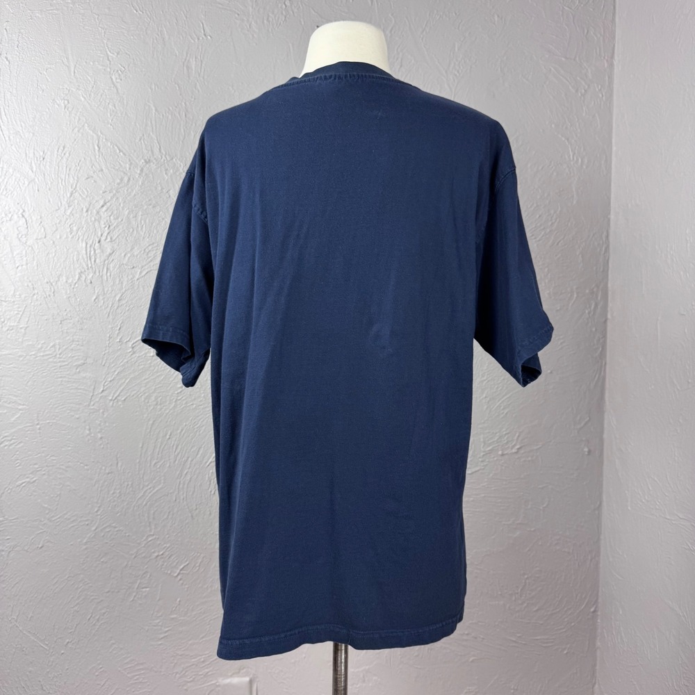Large Vtg 90's Rothenburg Germany Gold embroidery tshirt Navy blue 100% cotton - Picture 4 of 8